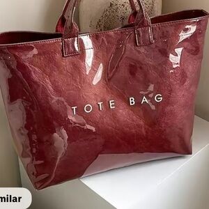Glossy Burgundy Tote Bag